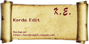 Korda Edit névjegykártya